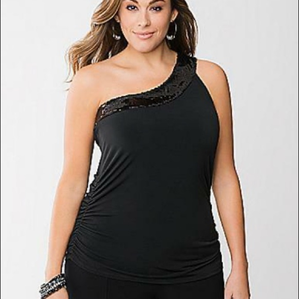 Lane Bryant One Shoulder Holiday Sequin Top